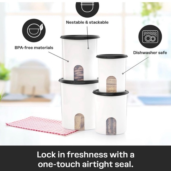 NEW (NIP) Tupperware one Touch 4 piece Canister Set - Picture 6 of 8